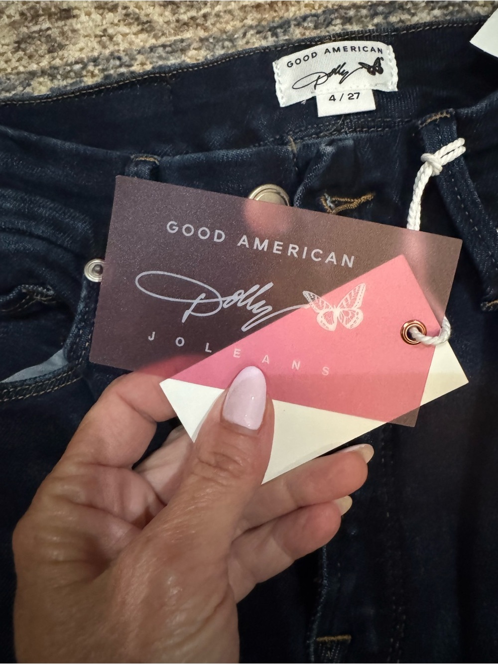 Good American Dark Blue High-Rise Flare Jeans - Picture 4 of 7